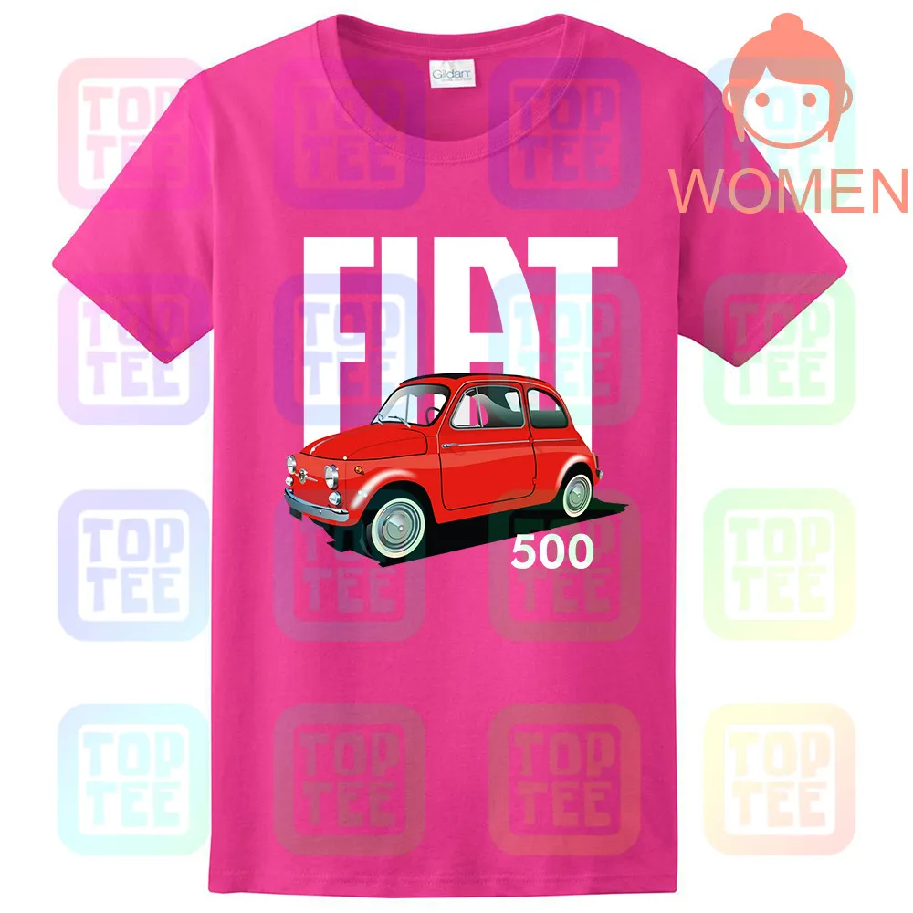 Women-Rose Классический итальянский Fiat 500 Футболка Винтаж ретро автомобиль дизайн Прохладный унисекс - Цвет: Women-Rose