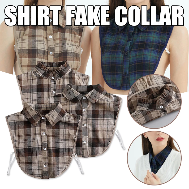 

Women Detachable Lapel Plaid Shirt Design Fake Collar False Blouse Clothing Accessories XIN-Shipping