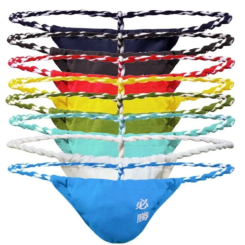 Стринги гей стринги бандаж для пениса нижнее белье мужские Fundoshi плетеные веревочные японские трусики Sumo Tanga