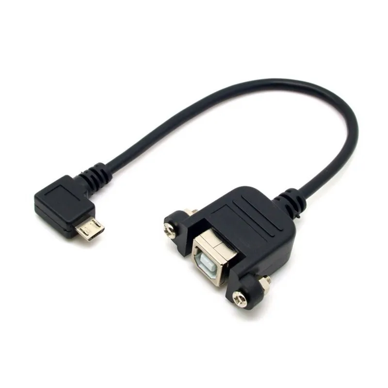 

Micro USB 90 Degree Left Angled 5pin Male to USB B Female Panel Mount Type Cable with Screws 0.2m/20cm