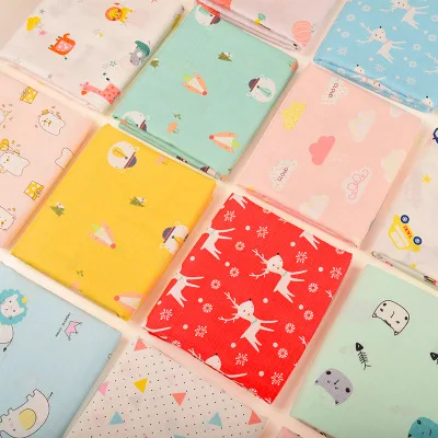 Рождественская детская одежда хлопковая двухслойная газовая ткань с принтом