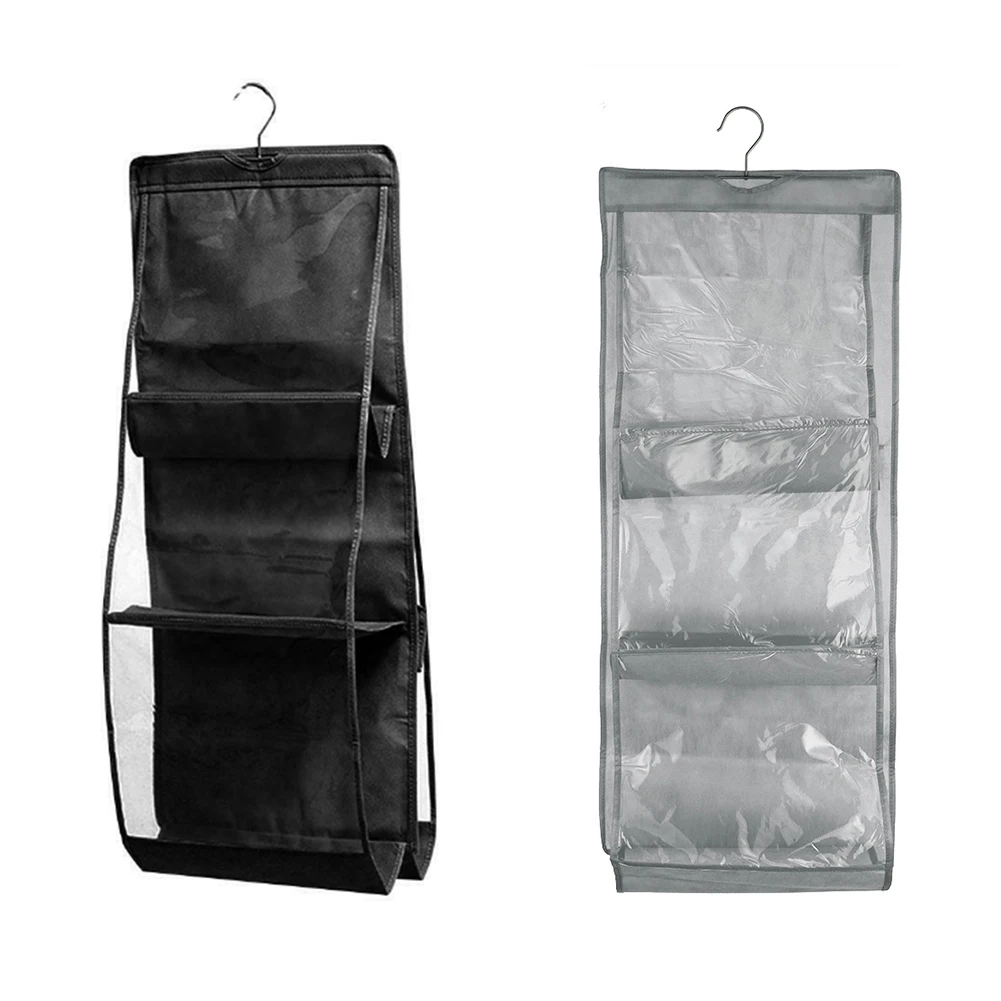 

6 Pocket Hanging Handbag Organizer for Wardrobe Closet Transparent Storage Bag Door Wall Clear Sundry Shoe Bag with Hanger Pouch