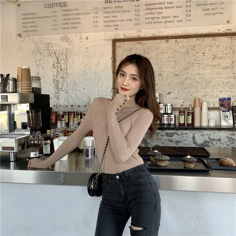

Make firm offers new han edition round collar sweater temperament cultivate one's morality show thin thin paragraph long-sleeved