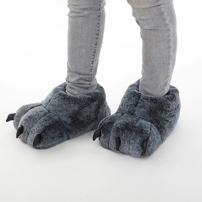 Высококачественные тапочки с изображением лапы забавные животными женские