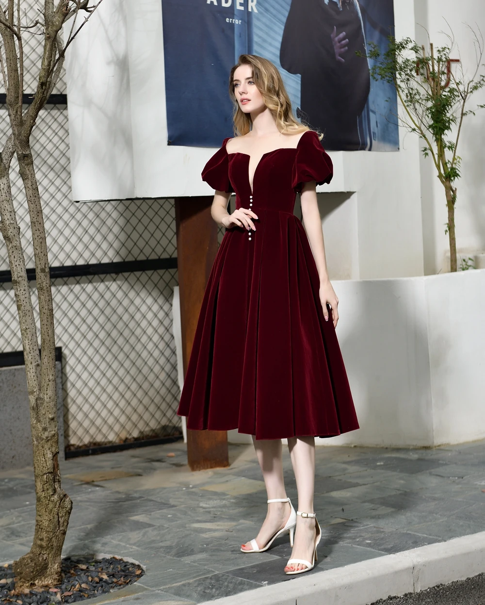 Wine Red Formal Party Prom Dresses Sexy Sheer Sleeve Short Sleeve vestidos de gala Evening Graduation Gowns robe de soiree