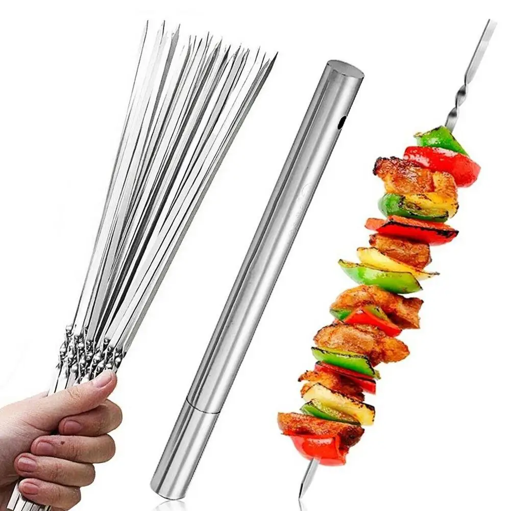 

Metal BBQ Skewers Reusable Barbecue Sticks Outdoor Camping Tool