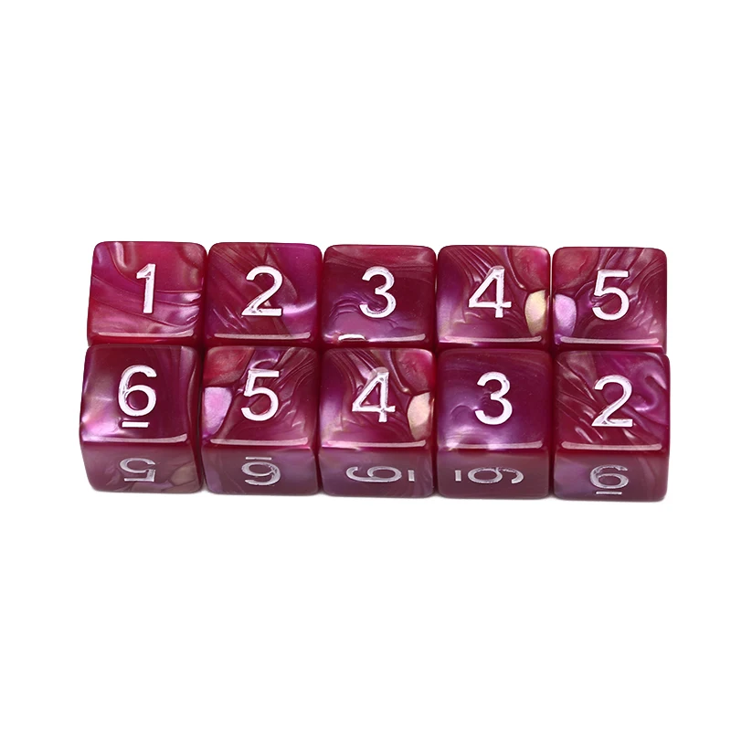 

New 10Pcs/Set Dice Polyhedral 6 Sides Dice For Desktop Funny Games Outdoor Party Bar Tools Round Corner D6 Sided Dice Set