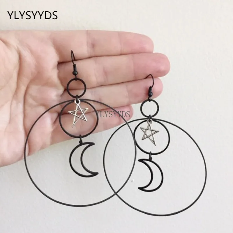 

Серьги-кольца Dark Magick, ювелирные изделия, Wicca, большая странная темнота, ручная работа, творчество, женский подарок, эффектные, на Хэллоуин, гр...