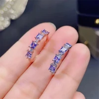 new style 925 silver inlaid natural tanzanite ring womens jewelry simple and individual design