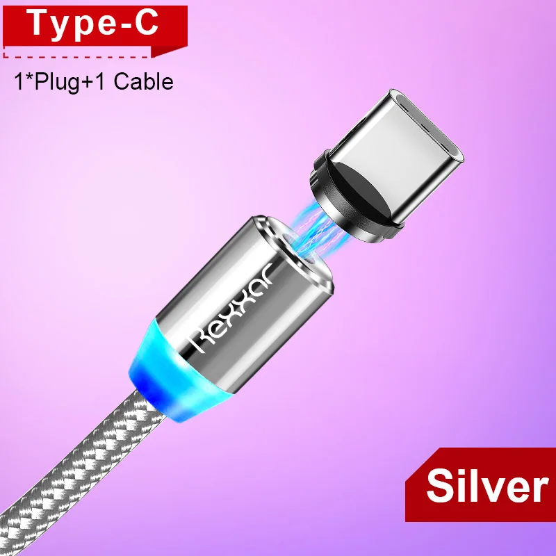 Магнитный кабель type C usb зарядный кабель Micro USB зарядное устройство для samsung Xiaomi iphone кабели для мобильных телефонов USB-C Магнитный шнур 1 м 2 м - Цвет: Silver Type C Kit