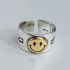 Женское кольцо со смайликом, Открытое кольцо для женщин, простой дизайн, милый Счастливый смайлик, регулируемые кольца, подарки для женщин и мужчин