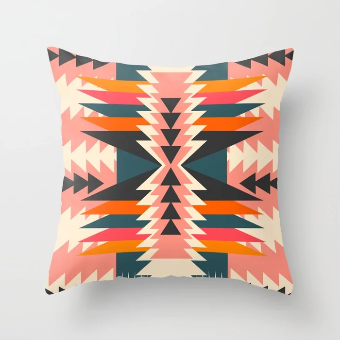 Чехол для подушки в стиле ретро с рисунком икат этнический фон елочку наволочки