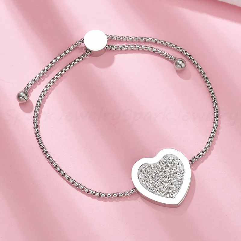 Женский браслет с подвеской в виде сердца из нержавеющей стали