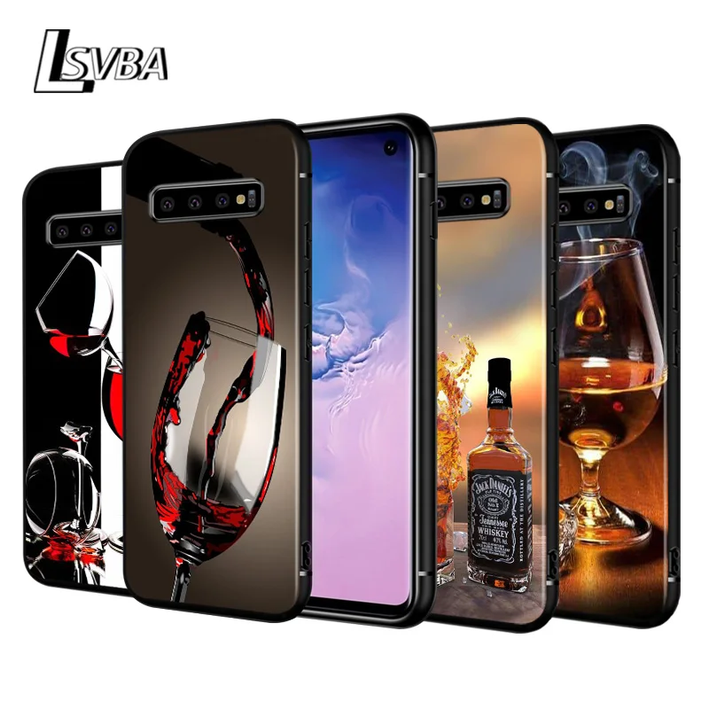 

Cool Wine Glass For Samsung Galaxy Note 20 10 9 S10 Ultra S10E S9 S8 Plus A21S A51 A71 5G Black Phone Case