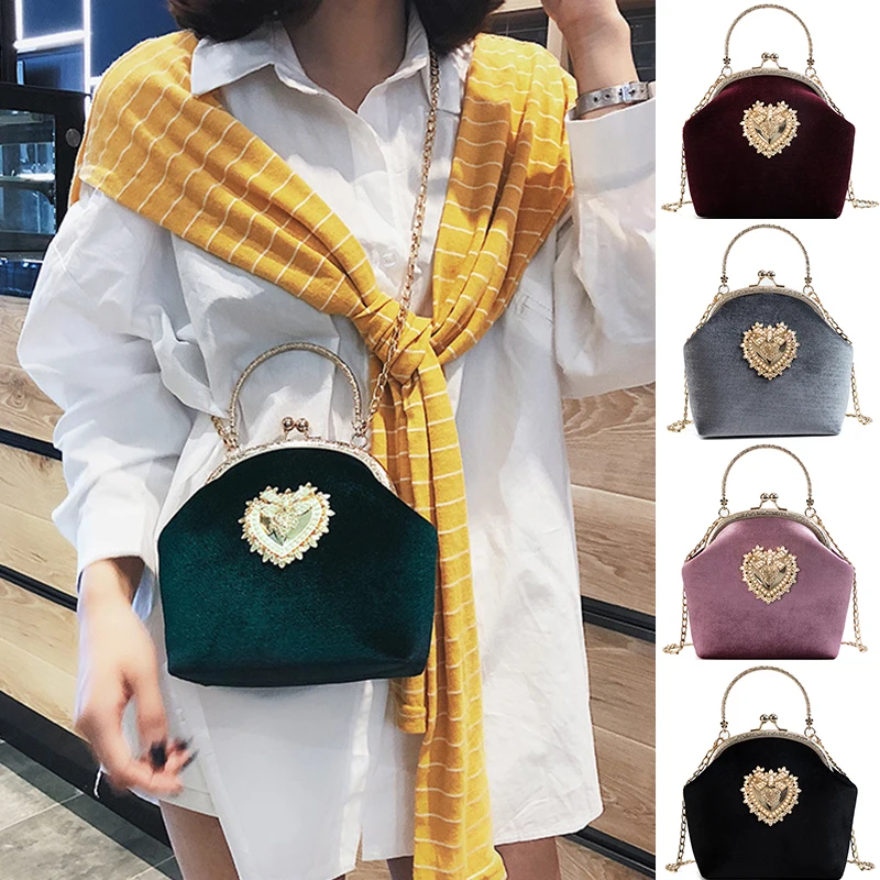 

Женская бархатная сумка-почтальонка, Элегантная золотистая сумка-мессенджер на одно плечо в ретро-стиле