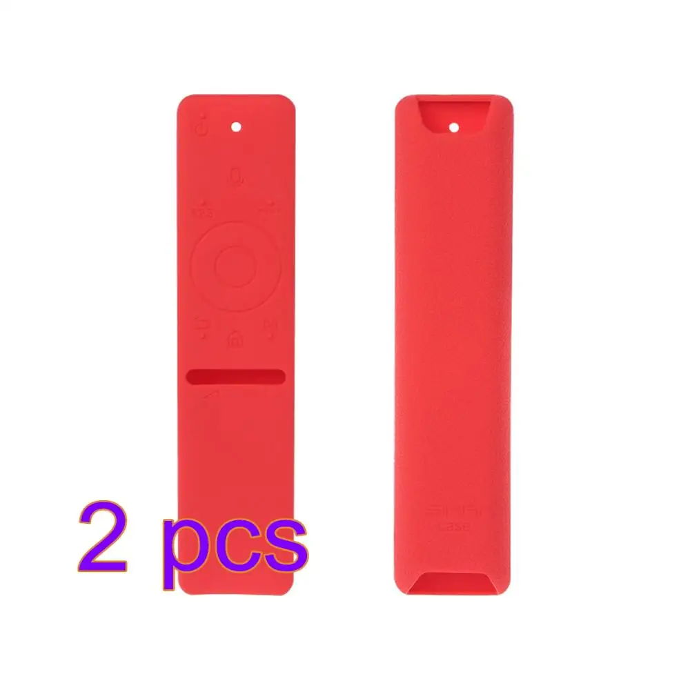 2 pcs red Мягкий Силиконовый ТПУ защитный чехол удаленный разноцветный чехол для samsung Smart tv Голосовая версия комплект дистанционного управления - Цвет: 2 pcs red