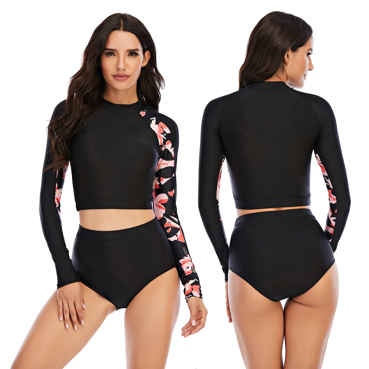 Sexy Rashguard Long sleeve Swimwear Swimsuit women bikini 2021 mujer biquini exy Swimsuit bikini plisado beach wear Bodysuit may