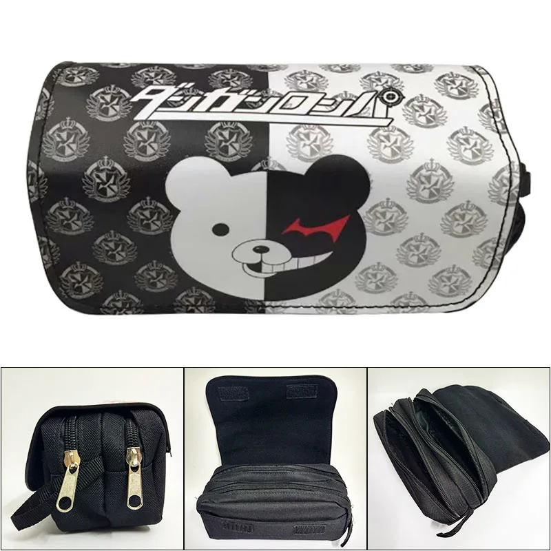 A Аниме ganganronpa monokuma канцелярский пенал косметичка для студентов мужские и женские мультфильм пенал, Прямая - Цвет: A