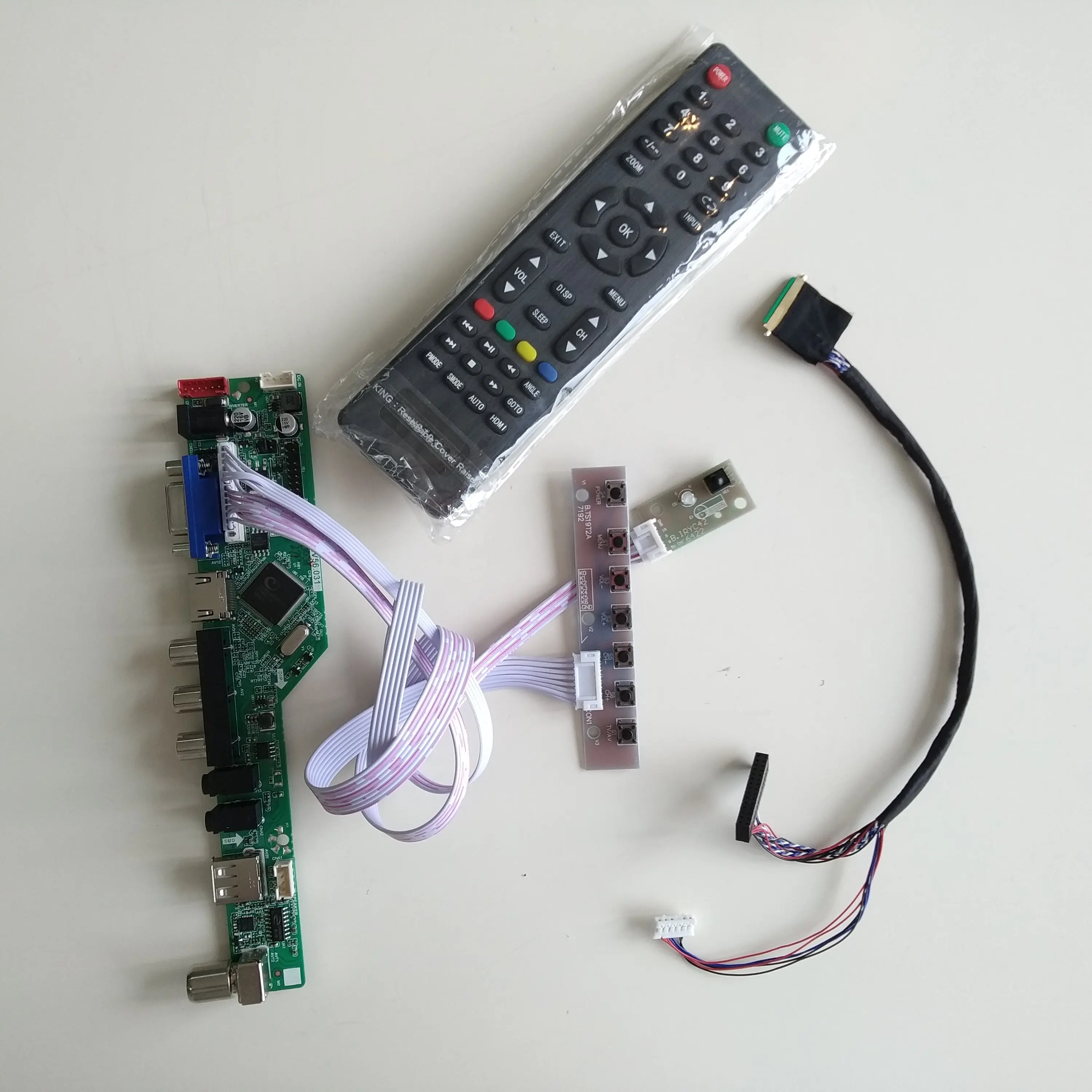 

TV USB LED LCD AV VGA AUDIO Controller Board For LTN173KT02-L01 17.3" LCM 1600×900 Panel Card