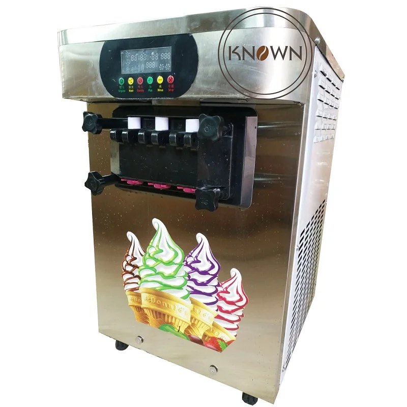 Table desktop stainless steel 22L mcdonald's mini 3 flavors soft serve ice cream sundae cone making machine free | Бытовая техника
