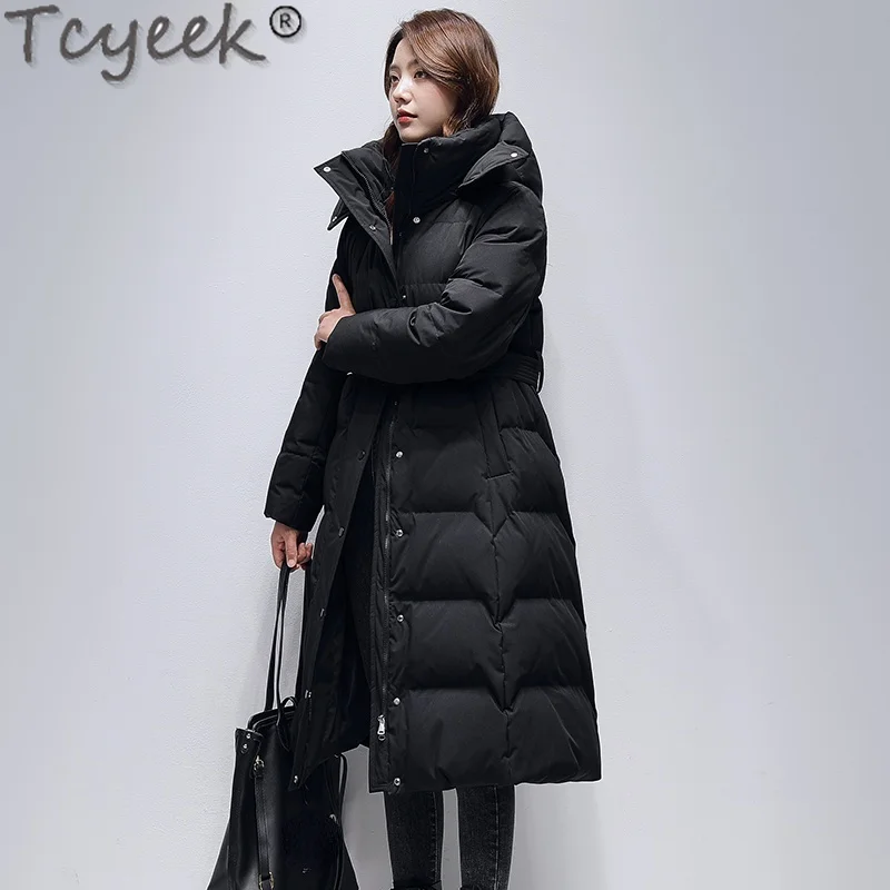 

Tcyeek 2021 Winter Puffer Jacket Women White Duck Down Coat Famale Long Thick Korean Style Parkas Casaco Feminino Inverno SQQ534