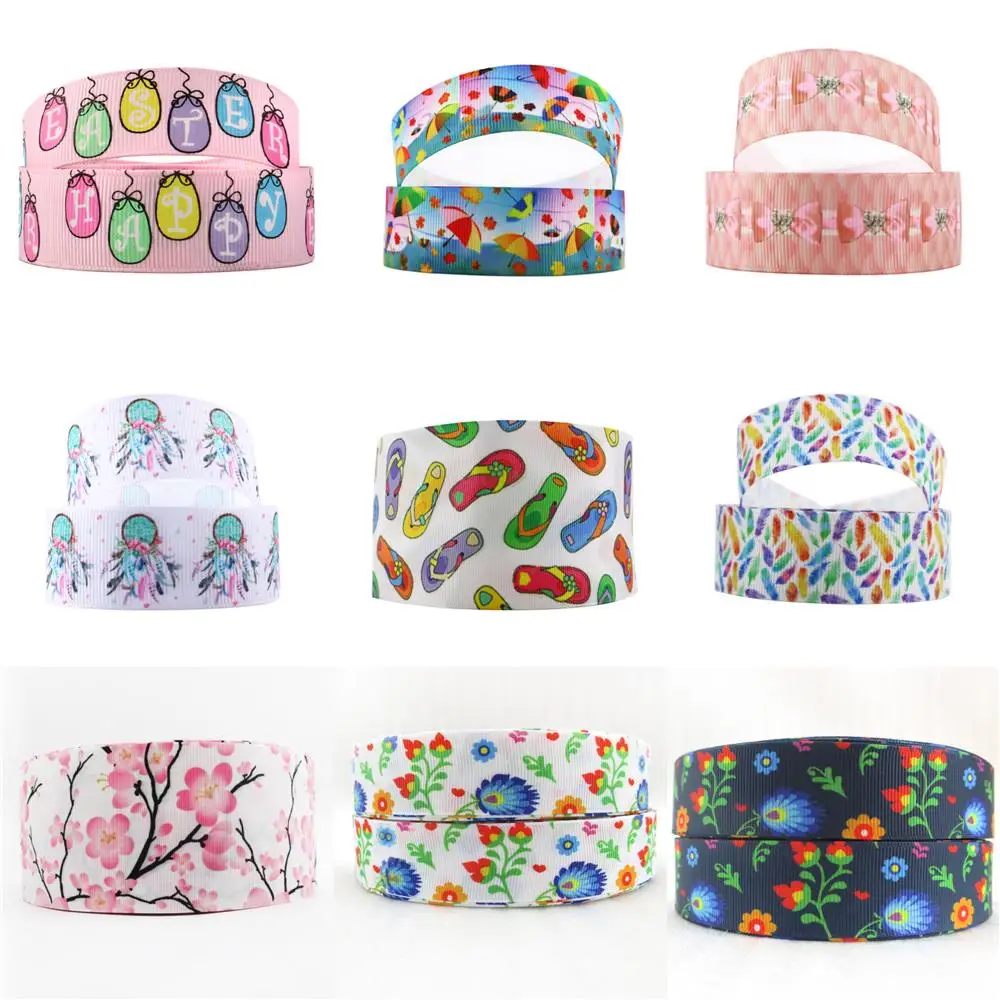 5 Yards Multi Sized Floral Printed Valentines Day Grosgrain Ribbon DIY Gift Wrapping Hair Bow Art Sewing Ribbon,5Yc12675