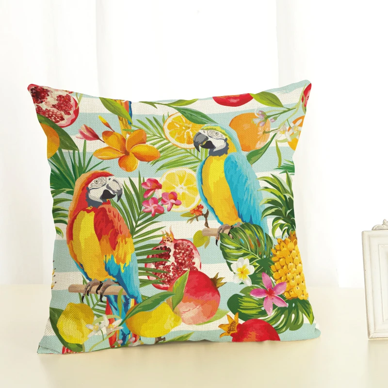 Наволочка с мультяшным попугаем для домашнего декора наволочка рисунком птицы