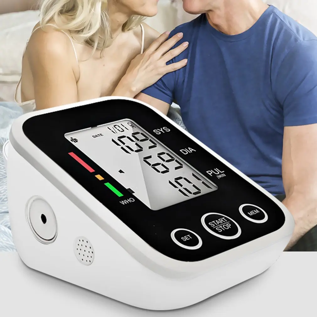 

Home Automatic Voice Backlight Arm Cuff Sphygmomanometer Tonometer Meter USB Charge LCD HD Display Health Care