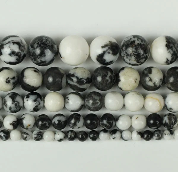 Бусины из натурального камня черные/белые бусины в виде зебры незакрепленные 15