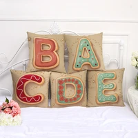 cute colorful english letters linen cushion cover decorative throw pillowcase for sofa home seat decoration pillow cover 45x45cm