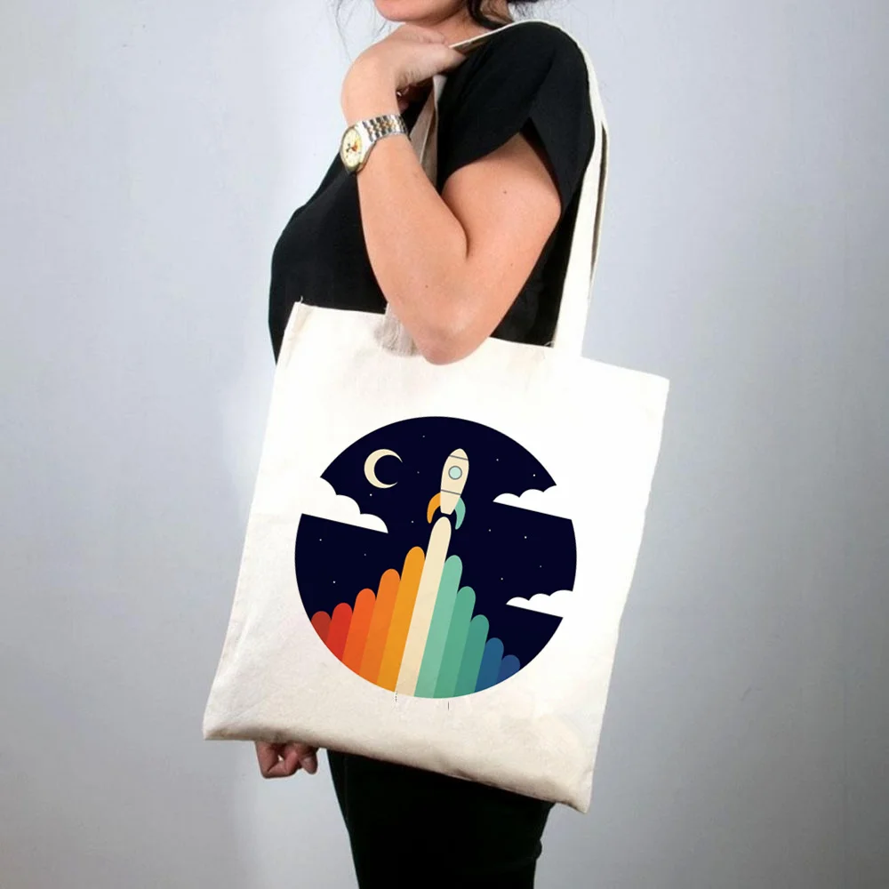 

2021 Shopper Undersea Black cat Printed Tote Bag women Harajuku shopper handbag girl Shoulder shopping bag Lady Canvas Bag