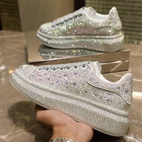 womens shoes autumn winter new fashion platform sneakers shoes women sports white shine with rhinestone shoes female shoes