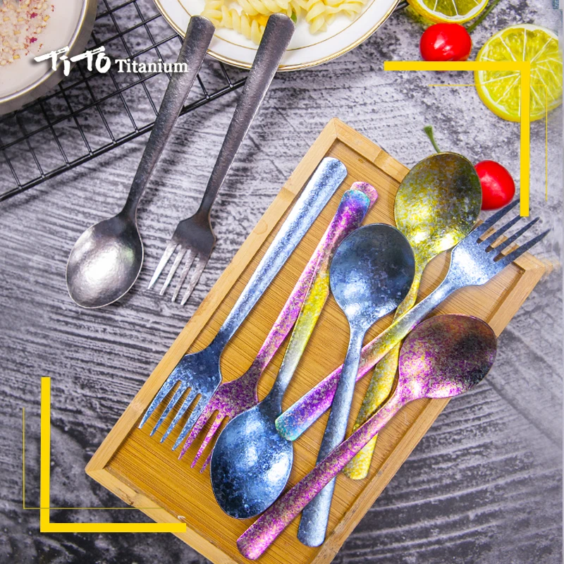 TiTo titanium Spork Longhandle наружная дорожная Титановая Ложка Вилка Portabale плоская посуда кемпинговая вилка ложка для спорта, туризма FB