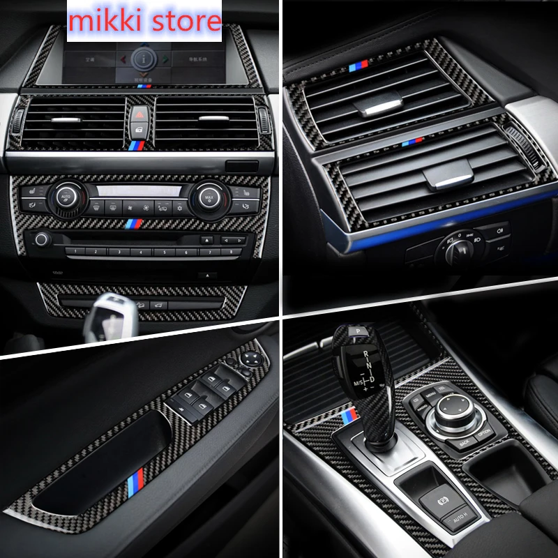 

Автомобильный Стайлинг пуговицы для интерьера Панель рамка Декоративные Чехлы отделка автомобильные наклейки для BMW X5 X6 E70 E71 автомобильные аксессуары из углеродного волокна