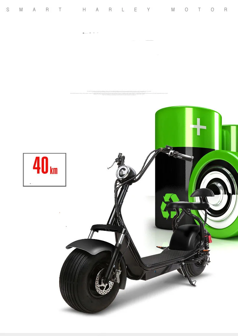 Citycoco Электрический скутер для взрослых 1200 Вт с толстыми покрышками 72V 20AH Scrooser по бездорожью с большими шинами два колеса 18*9,5 дюймов городской Электрический скутер
