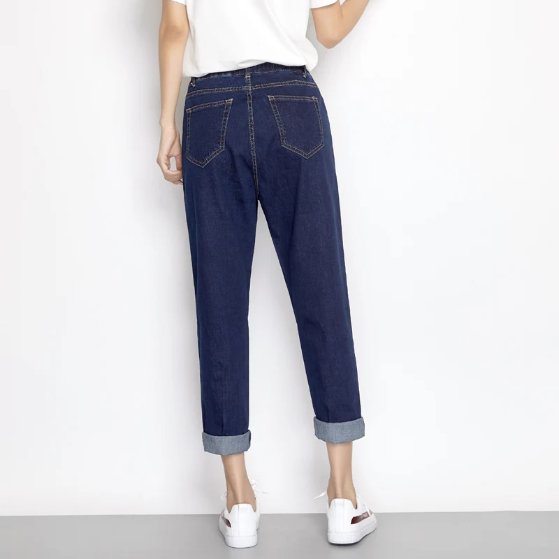 Женские джинсы большого размера плюс Leijijeans свободные шаровары с высокой талией