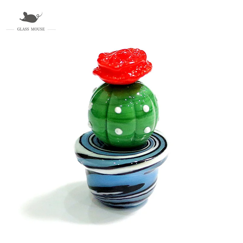 

Handmade Murano Glass Cactus Figurines Crafts Ornaments Creative Colorful Cute Miniature Plant Sculpture For Home Tabletop Decor