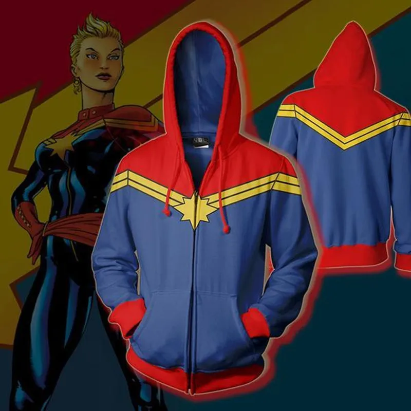 Captain Marvel 2 Железный Человек-паук яд Капитан Америка с героями комиксов Марвел, костюм для косплей ролей Дэдпул куртка Повседневное Толстовка Хэллоуин вечерние взрослых Для мужчин Для женщин - Цвет: Captain Marvel 2