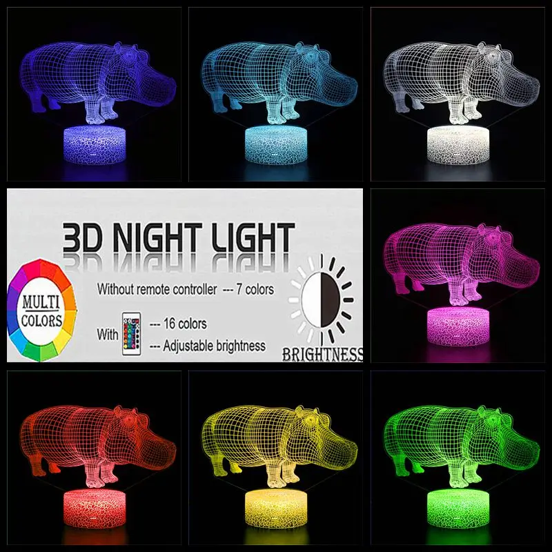 Светильник СВЕТОДИОДНЫЙ в виде животных 3D USB акриловый | Освещение