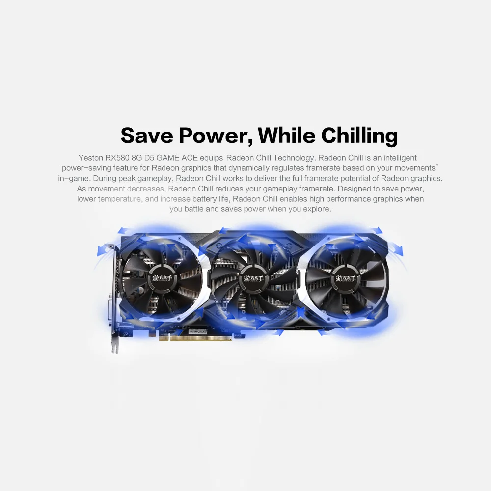 Yeston RX580-8G D5 игра ACE PA Видеокарты Radeon Chill Polaris 20 GPU Ледниковая система охлаждения 8 ГБ GDDR5 256bit DP* 3 HDMI