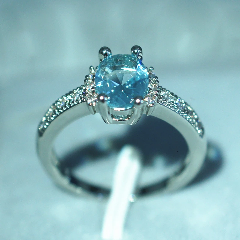 

Anillos Yuzuk Silver 925 Jewelry Ring Woman Aquamarine Trendy Classic 925 Sterling Silver Rings Jewelry Wedding Engagement Gift