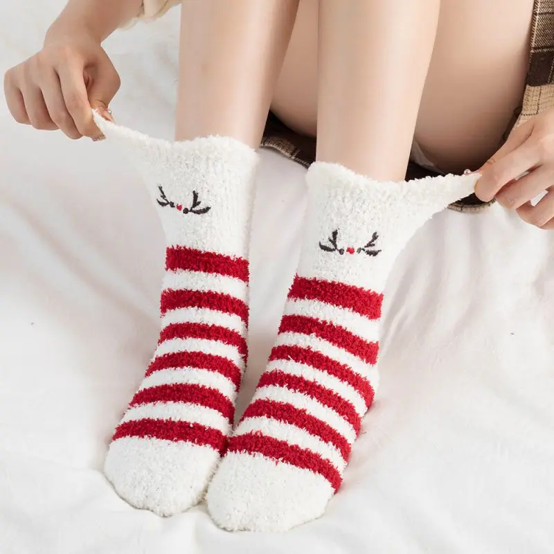 

Cartoon Thicken Fleece Socks For Women Cute Plush Fluffy Home Sleeping Warm Soft Casual Warm Floor Socks