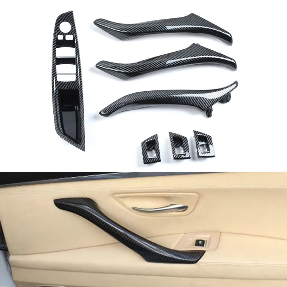 

Стайлинг автомобиля RHD LHD автомобильное углеродное волокно для BMW 5 серии F10 F11 F18 внутренняя дверная ручка Натяжной отделочный чехол панель в ...