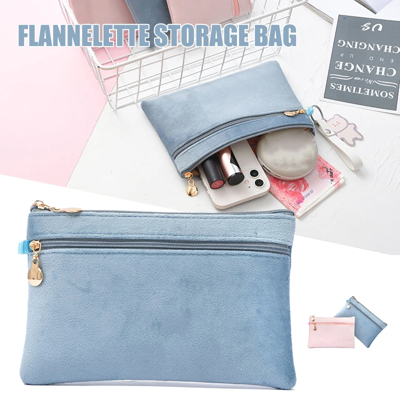 

Women's Zipper Clutch Wallet 2 Compartment Flannel Toiletry Handbag with Embroidery for Cell Phone Banknote Coin Wallet QJY99