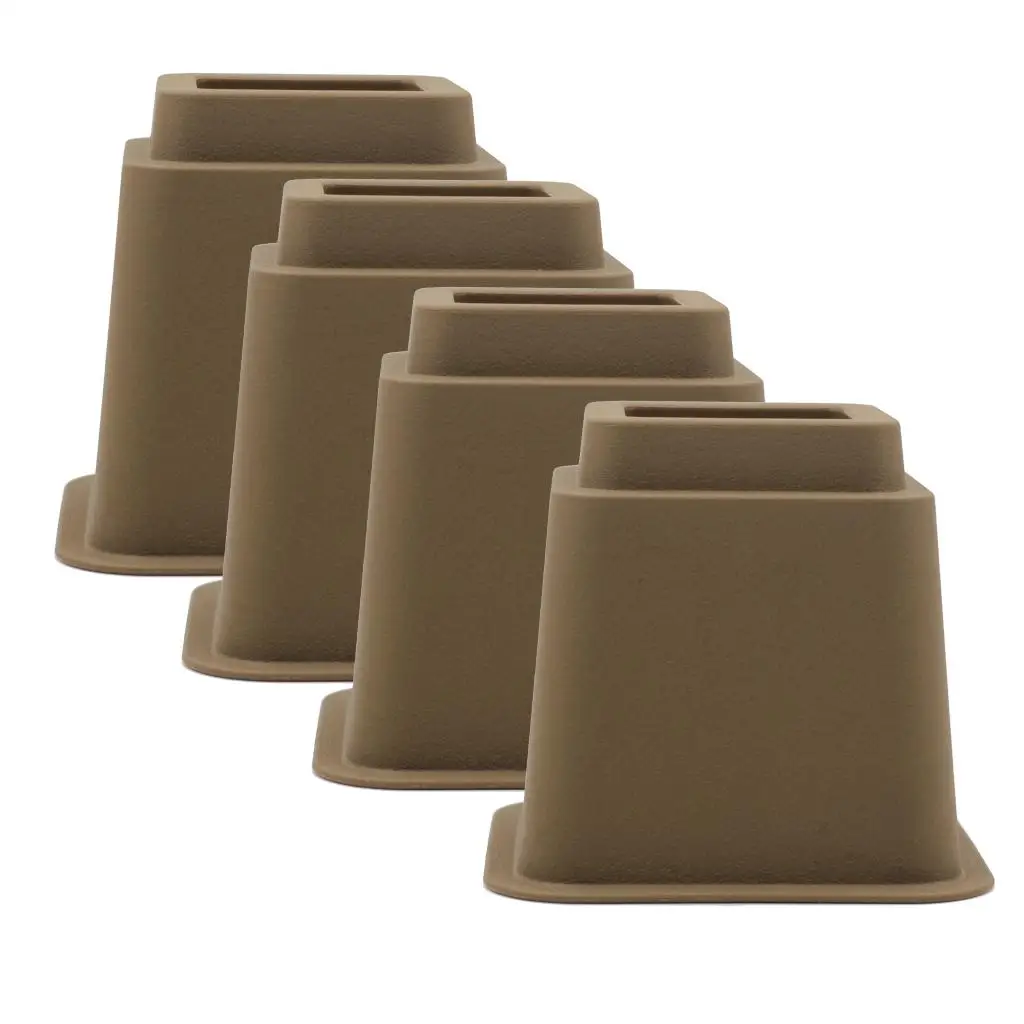 4Packs Heavy Duty Bed Risers Furniture Plastic White/Brown Elephant Feet | Cups
