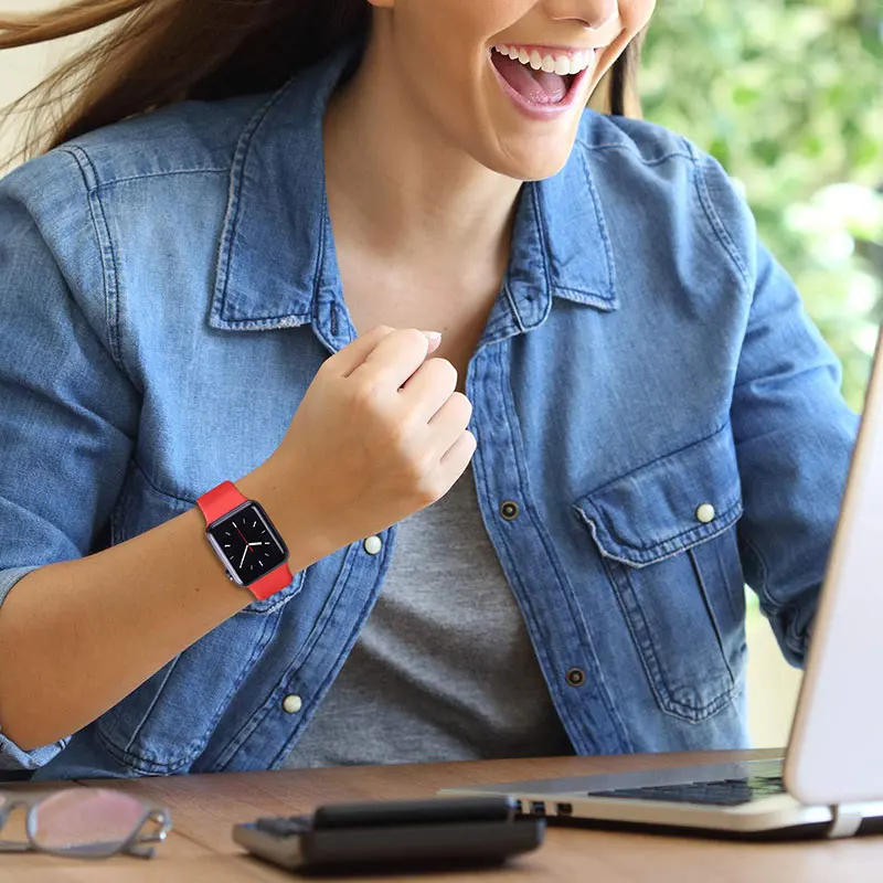 Силиконовый ремешок-петля для Apple Watch 42 мм 38 мм Iwatch 5 4 3 2 1 браслет с магнитной пряжкой