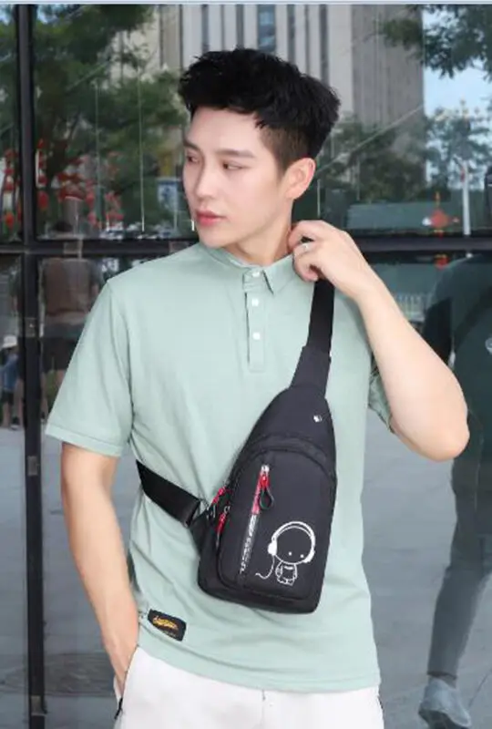 Маленькая мужская нагрудная сумка рюкзак слинг на плечо кросс боди уличная