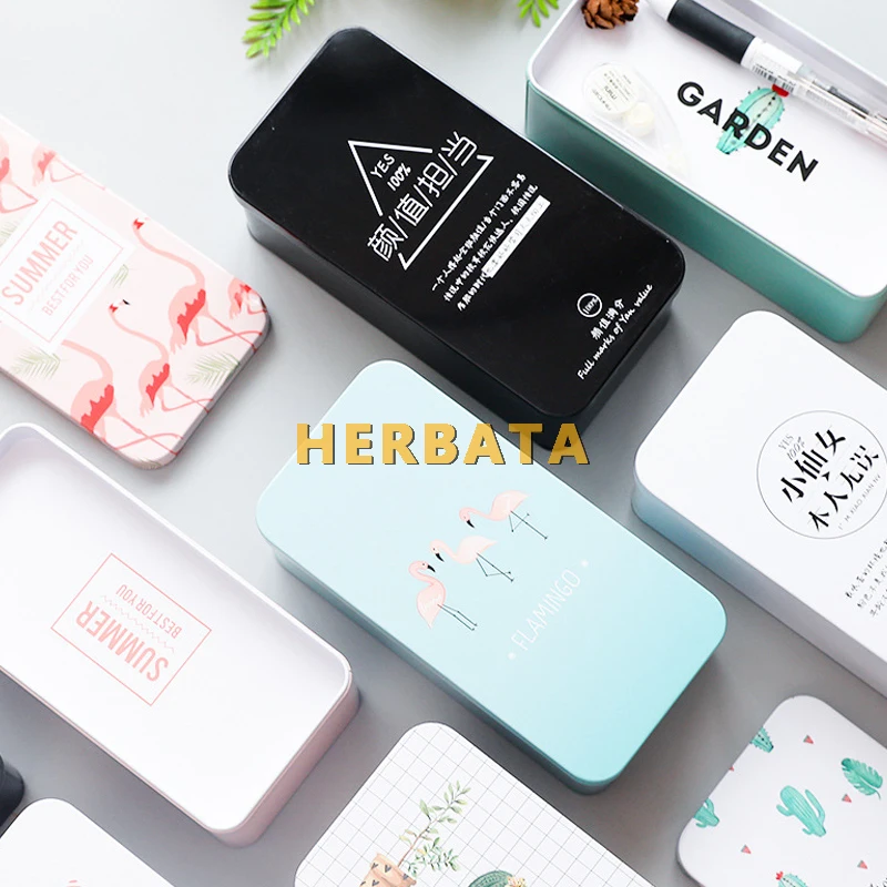 Квадратный железный жестяной пенал чехол для карандашей высококачественный