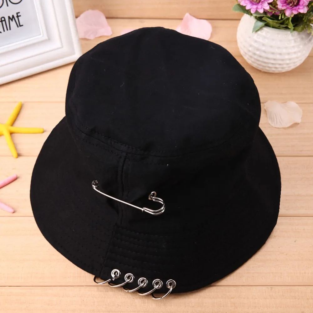 

1PC Unisex Women Men Bucket Hat Pin Rings Sunhat Caps Summer Hats