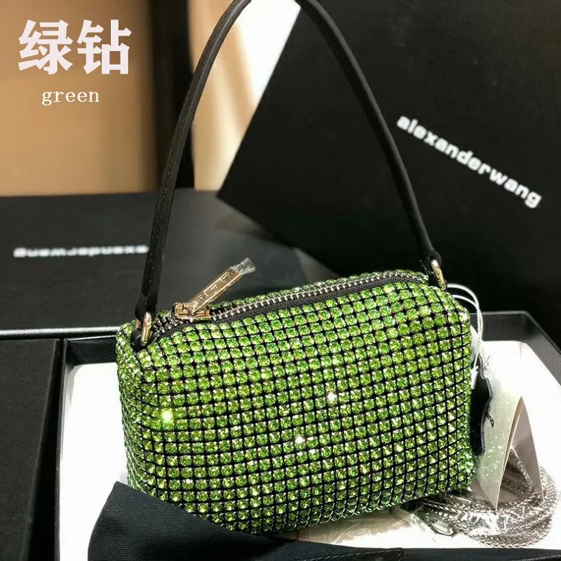 

Bag Handmade Flash Diamond Bag Ins Handbag 2021 Spring and Summer Genuine Leather Full Rhinestone Female Bag Women's Bag